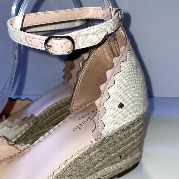 Kate Spade Thea Espadrilles Womens 9 Cream Pink Sandals Summer Vacation Resort - Picture 5 of 13